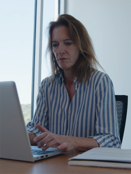 Vassar working in office